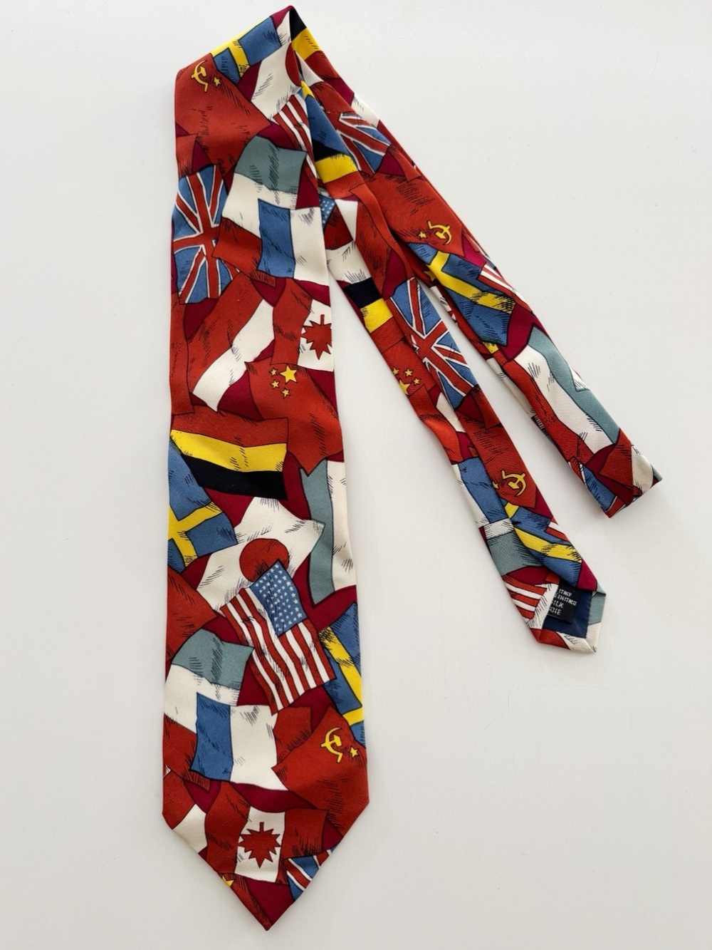 Vintage 90s International Flags Silk Tie